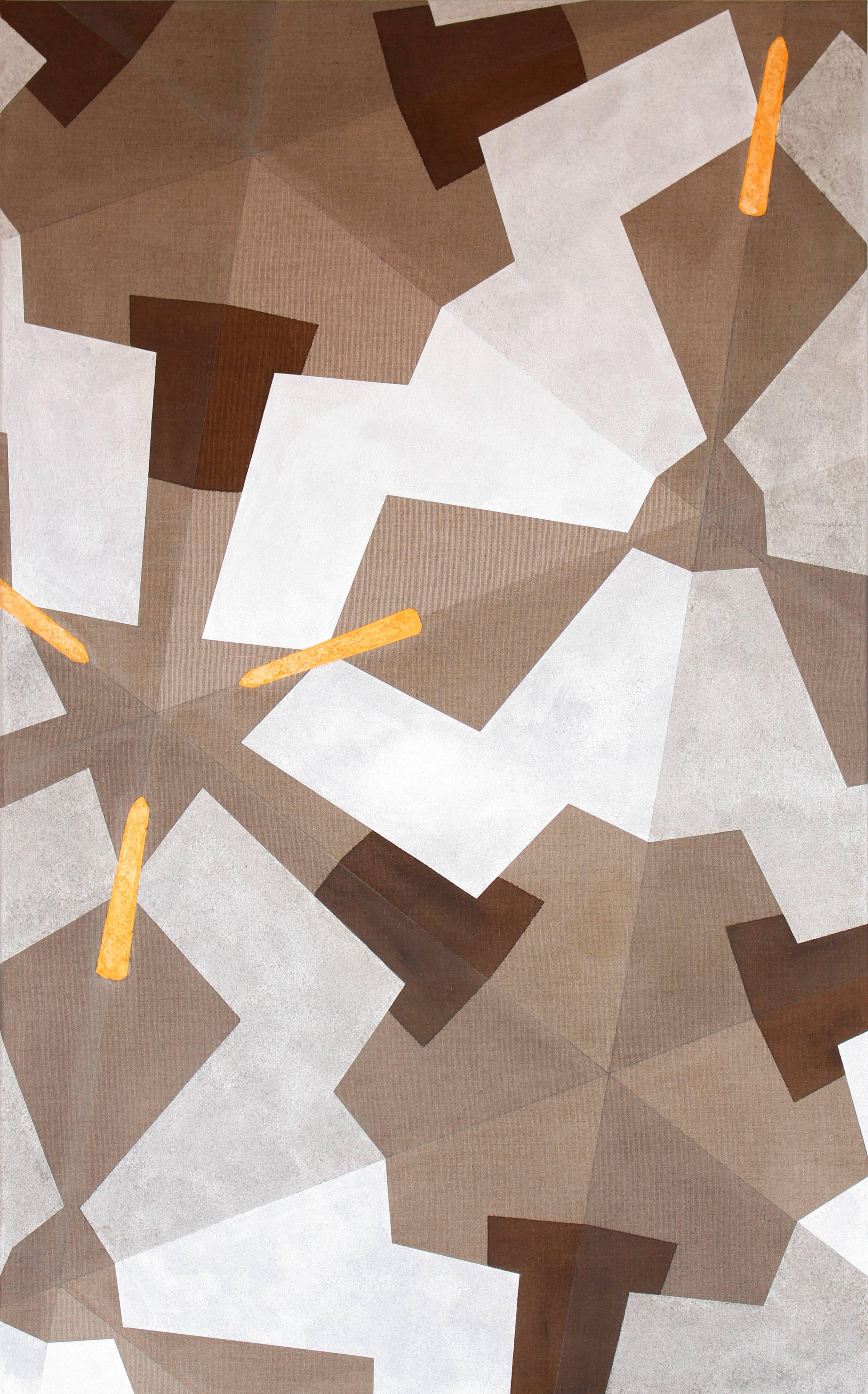 Acrylfarbe mit Sand und kleinen Holzteilen auf roher Leinwand, 2015. Hängefertig. Es kommt direkt aus dem Atelier des Künstlers.
Höhe 165 cm (64,96 Zoll), Breite 100 cm (39,37 Zoll).
Matrix In Creation gehört zu einer Reihe von mehr als 20 Gemälden,
