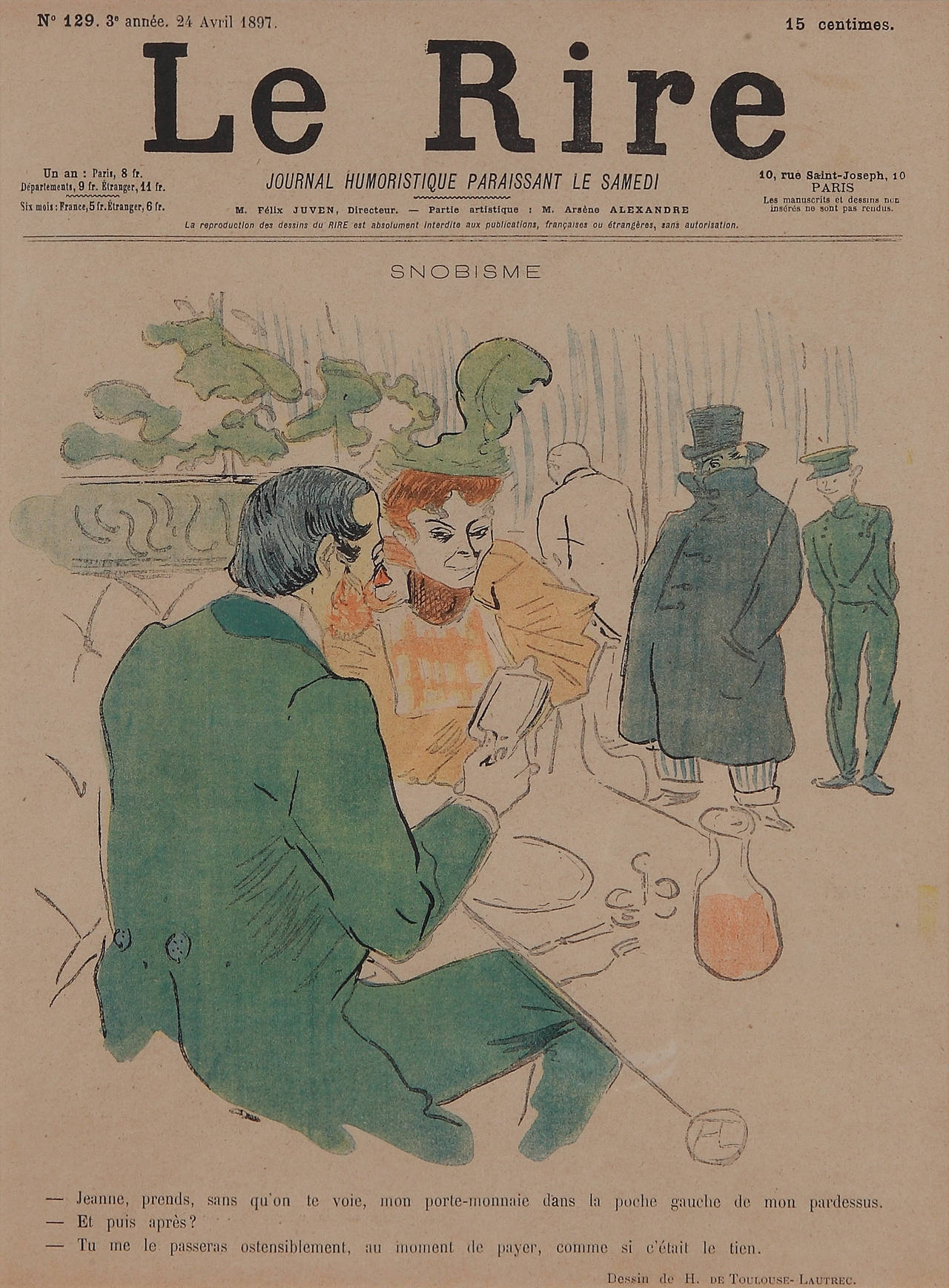 Cover for "Le Rire" - Print by Henri de Toulouse-Lautrec