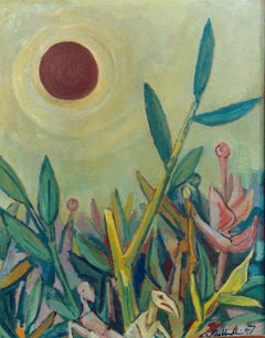 Peinture à l'huile "Sinkende Sonne" de Walter Wellenstein (Sinkende Sun ), 1957