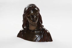 Busto di Gesù giovane in bronzo Art Nouveau di Raoul Larche