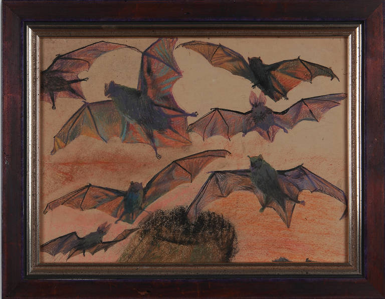Drawing in mixed technique, about 1912. Height: 9.84 in ( 25 cm ), Width: 12.99 in ( 33 cm ) 
Framed measurements: Height 12.2 in ( 31 cm ), Width 15.55 in ( 39,5 cm )

Franz Xaver Unterseher ( 1888-1954 ) was a German painter, and graduated from