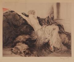 Art Deco Etching "Paresse" by Louis Icart, 1925