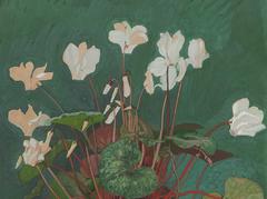Richard Böhland Watercolor "Alpenveilchentopf" ( Pot with Cyclamen ), 1902