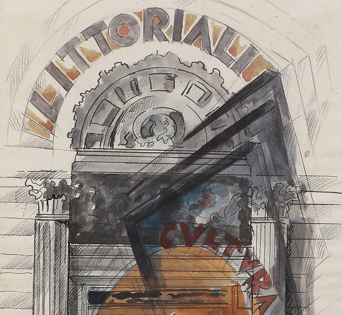 Watercolor, ink and graphite on paper, 1934-1935 by Uberto Bonetti, Italy. Signed lower right: Uberto Bonetti. Framed.
11.61 x 9.06 in ( 29,5 x 23 cm )

