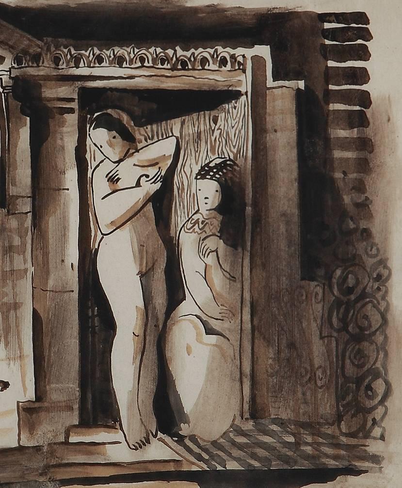 Bela Kadar, Tuschezeichnung „A Study with Female Nude“ (Studie mit weiblicher Haut), um 1930 im Angebot 2