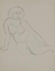 "Seated Female Nude" Drawing by Abram Adolphe Milich, 1920s