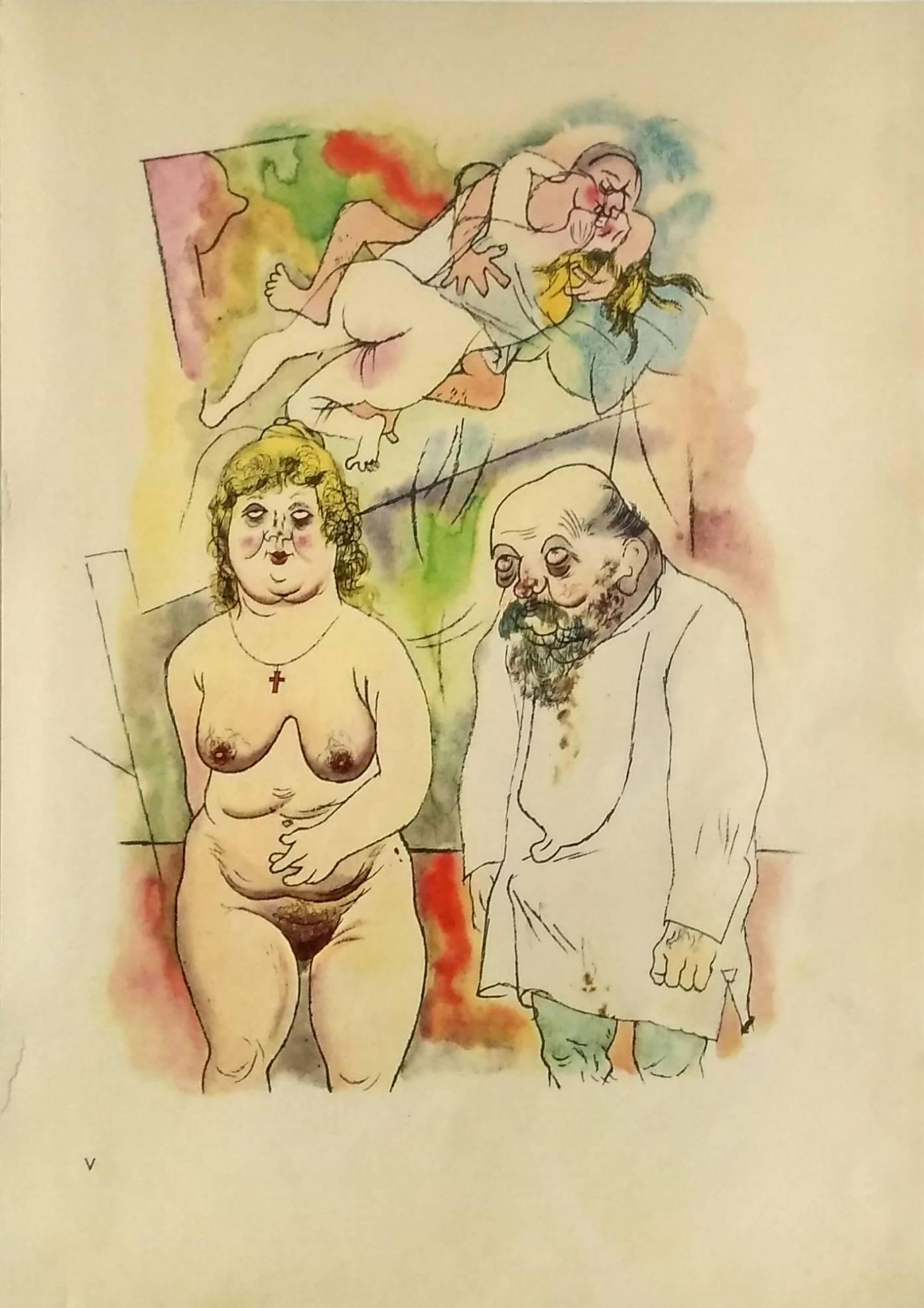 George Grosz „Pappi und Mammi“ ( Daddy und Mutter), Lithographie, 1922 im Angebot 1