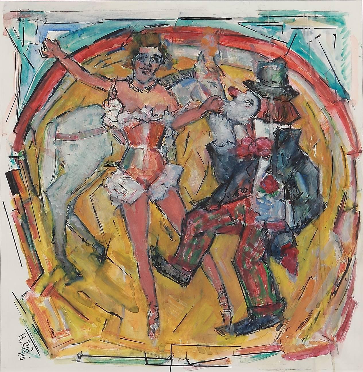 Heinrich Richter-Berlin „Zirkus), Ölgemälde auf Karton, 1979 – Painting von Heinrich Richter (b.1884)