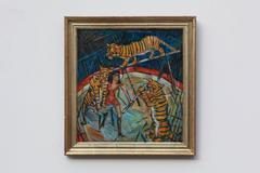 Heinrich Richter-Berlin Oil Painting Tiger Training, 1979