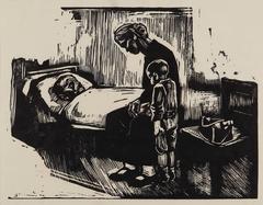 Besuch im Krankenhaus ( Krankenhausbesuch) Holzschnitt 1929 von Kthe Kollwitz