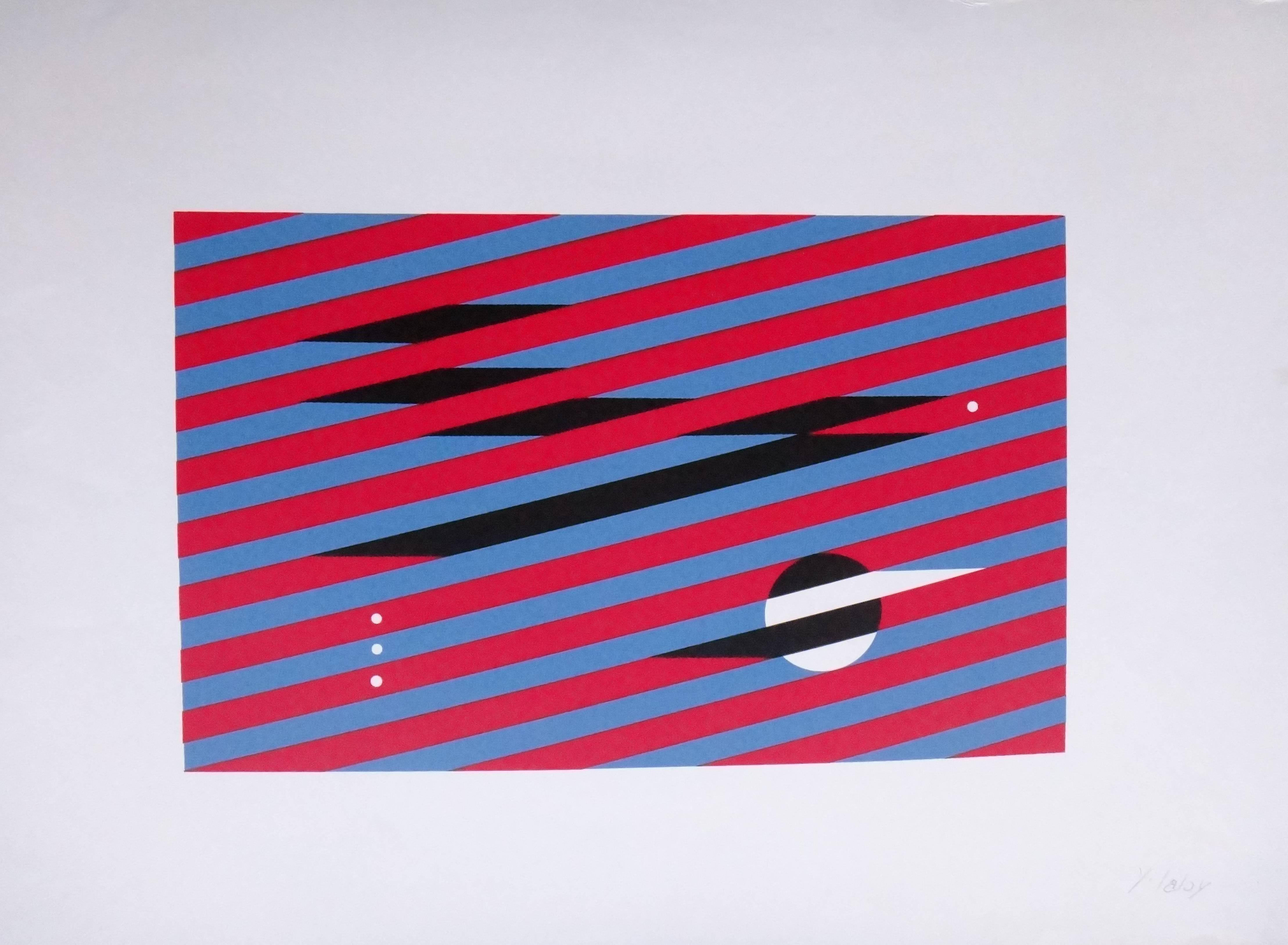 Farbige Serigrafie auf Karton, um 1970. Von Yves Laloy ( 1920-1999 ), Französisch. Signiert unten rechts: Y. Laloy
Abmessungen des Blattes: 16.54 x 23.74 in ( 42 x 60,3 cm ). Ungerahmt
