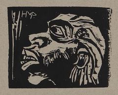 Woodcut "Maske" ( Mask ) by Hermann Max Pechstein 1918