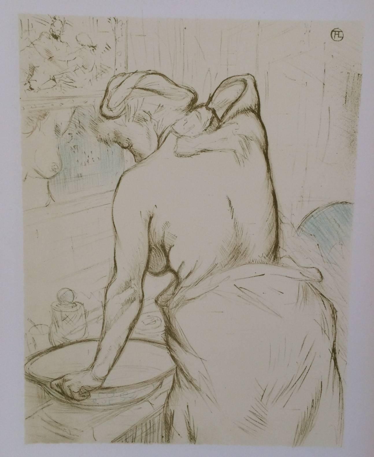 (After) Henri Toulouse Lautrec Figurative Print - "La Toilette" from "Elles" Color Lithograph by Henri Toulouse Lautrec