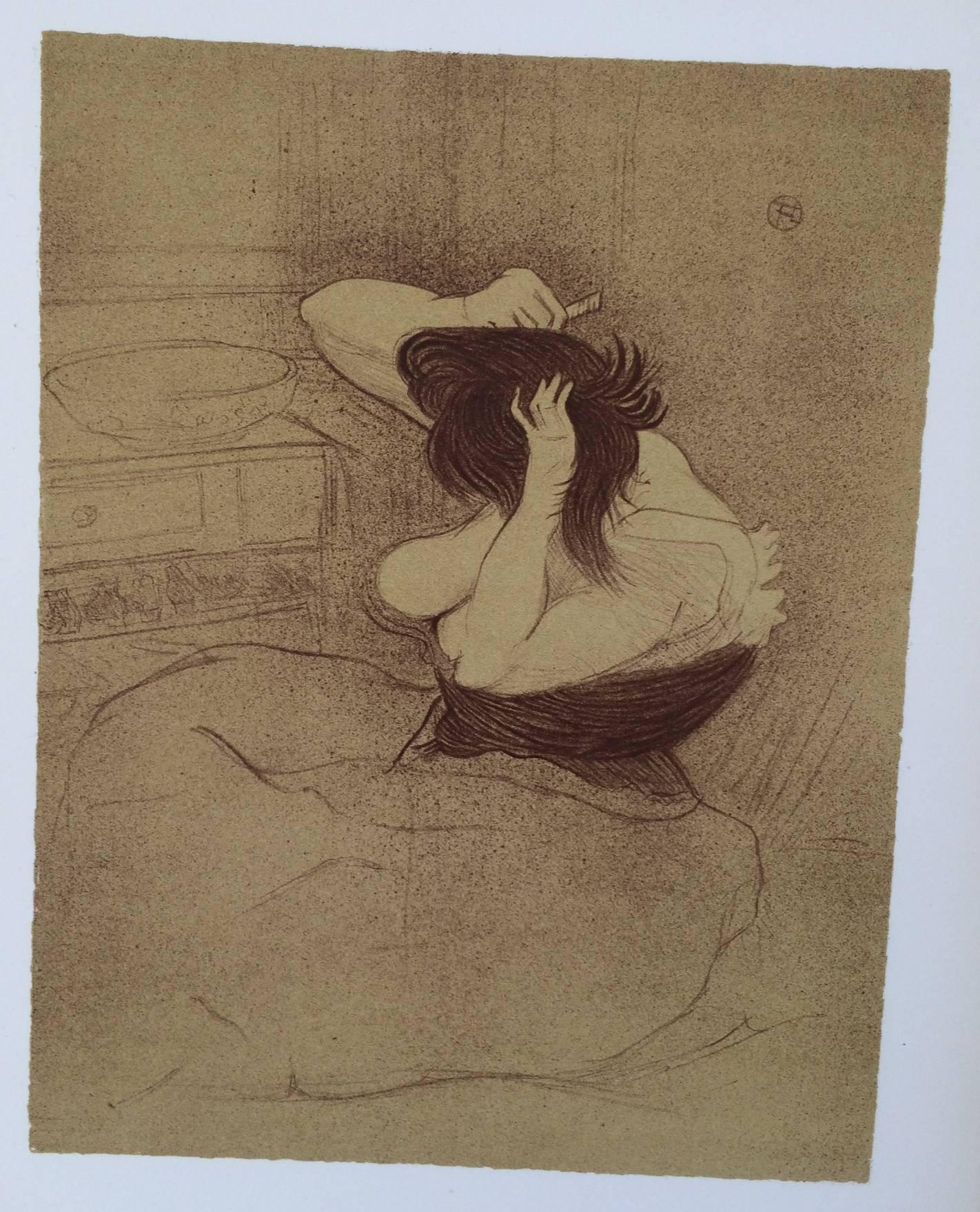 (After) Henri Toulouse Lautrec Figurative Print - "Femme se Peignant"