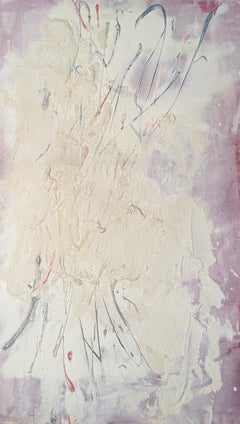 "Zelda's Veldt" di Sherron Francis, viola tenue, bianco, impasto, gestuale, espressionismo astratto