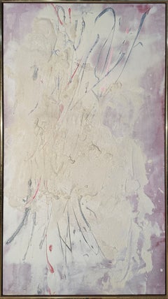 "Zelda's Veldt" di Sherron Francis, viola tenue, bianco, impasto, gestuale, espressionismo astratto
