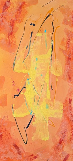 "Untitled" Sherron Francis, Abstract Expressionist, Yellow, Orange, Gestural