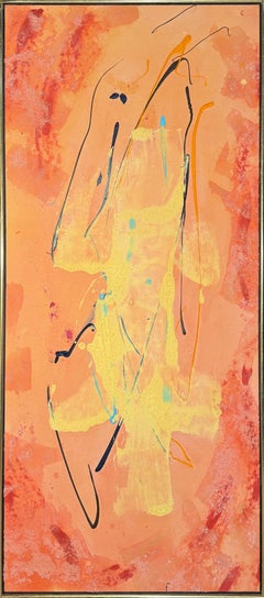 "Untitled" Sherron Francis, Abstract Expressionist, Yellow, Orange, Gestural