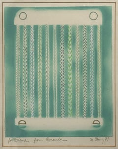 "Untitled" Mary Obering, Woman Artist, Abstract Patterns, Blue, Green