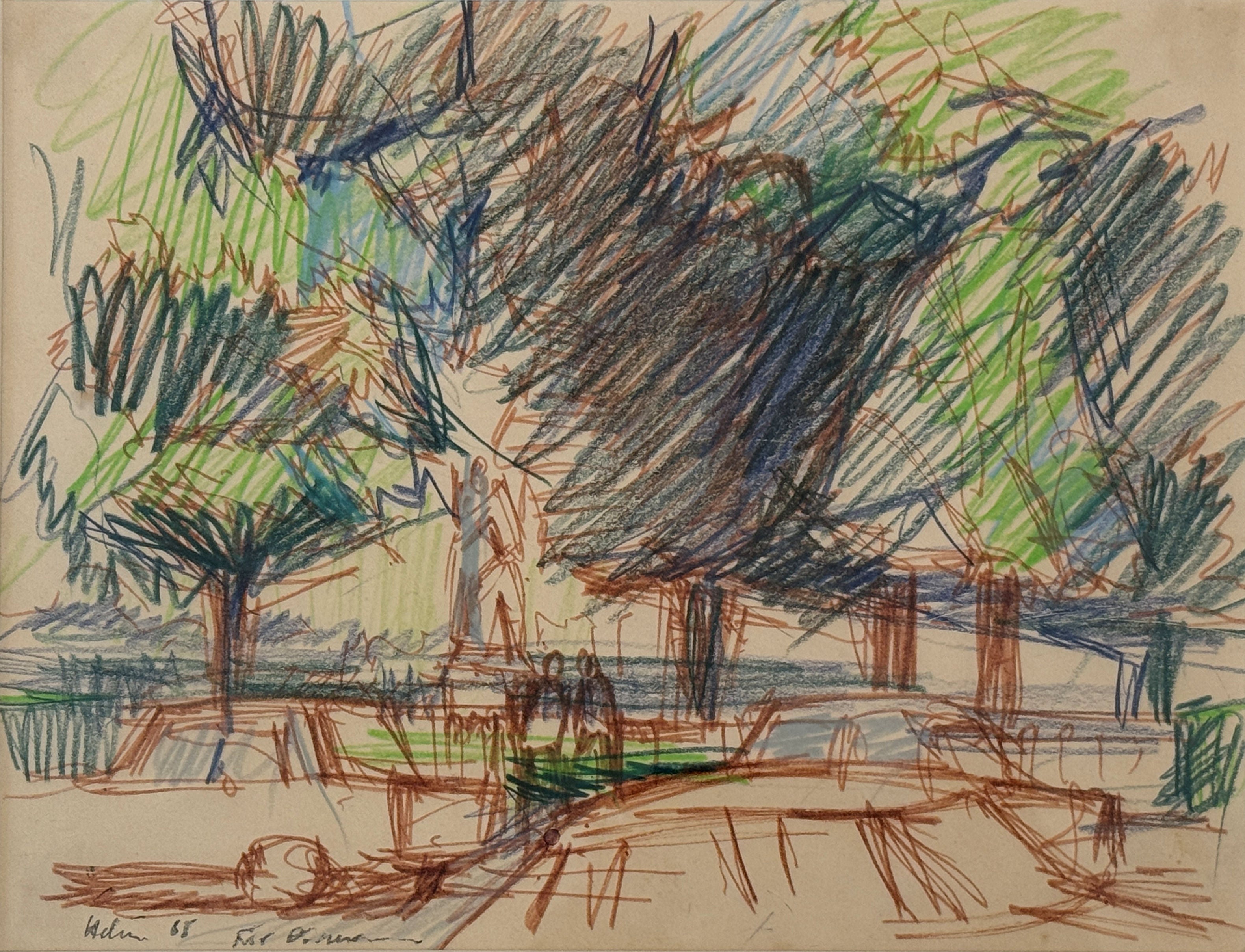 "Study for Luxembourg" Jean Hélion, Modernist, French, Parisian Gardens