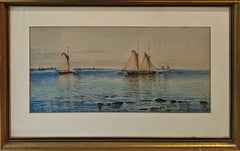 "Coastal Scene with Boats" Edmund Darch Lewis, Marine Scene, Sailing, Sea
