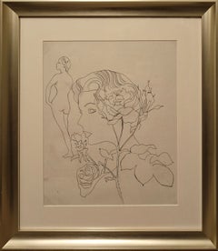« Tête de femme avec une fleur et silhouette entière » Andy Warhol, Nu féminin, Pop Art