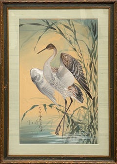 "Crane" Toshio Aoki, Nihonga, Japanese American, Wildlife, Bird, Nature, Elegant
