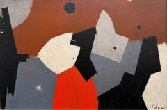 "Painting 44" Charles Green Shaw, Mid-Century, Gray, White, Red, Abstract Work