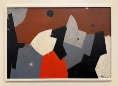 "Painting 44" Charles Green Shaw, Mid-Century, Gray, White, Red, Abstract Work