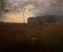 „Ein bewölkter Tag“ George Inness, Tonalist, stimmungsvoller Himmel, Abenddämmerung, amerikanisch