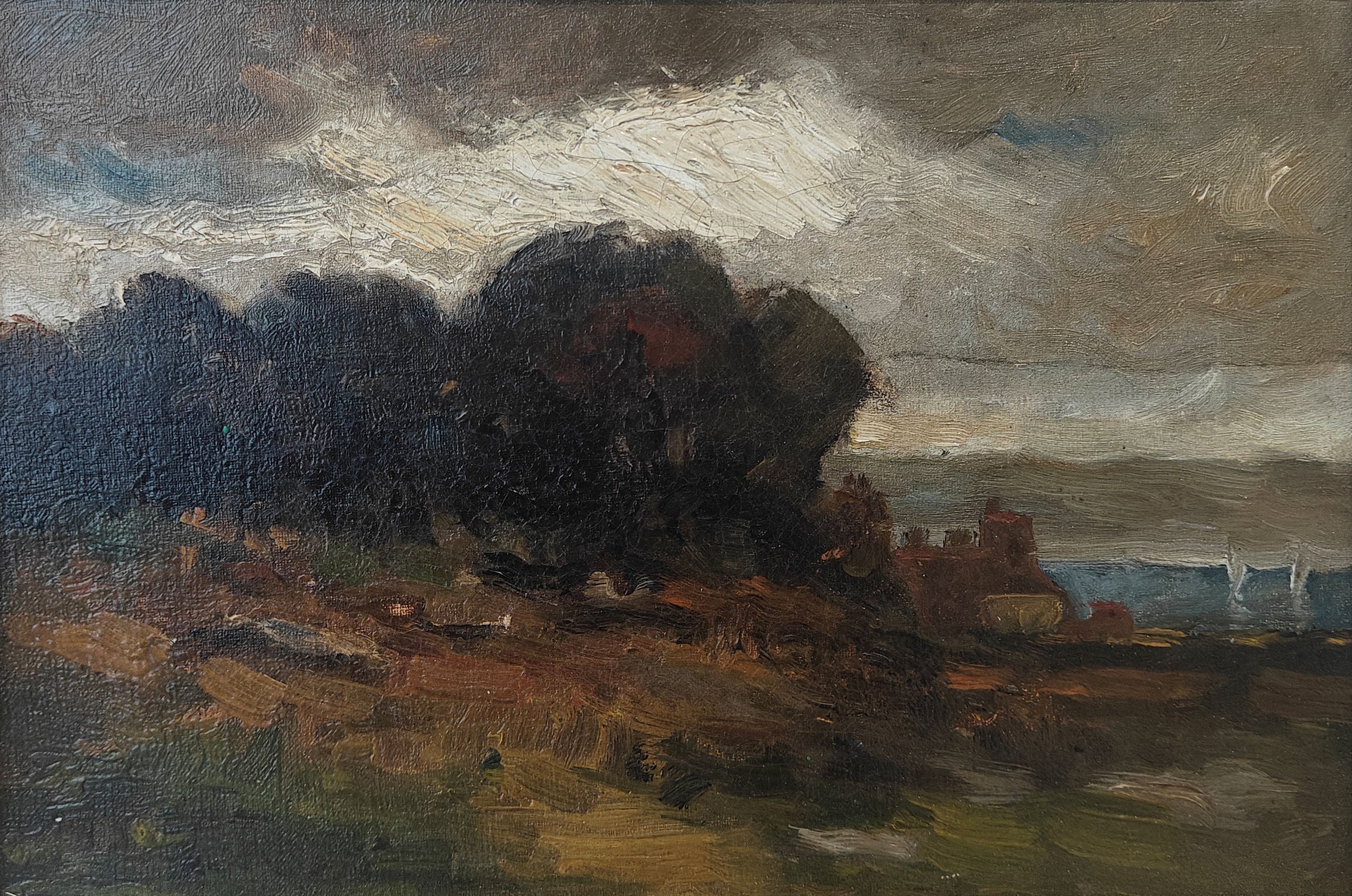 "Landscape on the Shore" Edward Mitchell Bannister, American, Cloudy Day