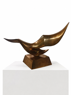 „Ohne Titel (Vogel)“ Leonardo Nierman, abstrakte Skulptur, biomorph, Welle, modern