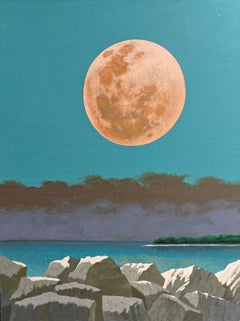 « Lever de lune sur l'île de Cockenoe, Westport, Connecticut » Leonard Everett Fisher, Lune