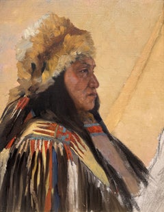 "Portrait of Deaf Bull, Crow Chief" De Cost Smith, Profile, Native American