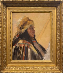 "Portrait of Deaf Bull, Crow Chief" De Cost Smith, Profile, Native American