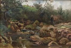 "Fishing Near Okehampton" William R. Hope, Canadian, Lndscape