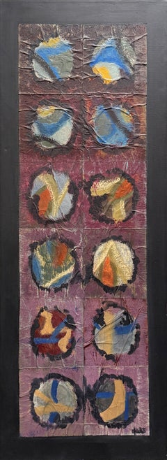 "Untitled" Otto Fried, Shades of Purple, Squares and Circles, Abstract Work