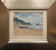 "Coastal Landscape" Sarah Turle, Boats on Beach, Ocean, Dory, Female Artist