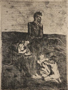 "Les Pauvres" Pablo Picasso, Modernist, Early Period, Family, Black and White