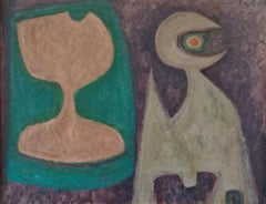 „Vogel und Frau“ von William Baziotes, surrealistisch, grün, violett, rosa, abstrakt