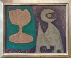 „Vogel und Frau“ von William Baziotes, surrealistisch, grün, violett, rosa, abstrakt