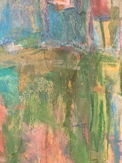 "Green and Pink" Diana Kurz, Mixed Media, New York School, Ab-Ex, Push-Pull