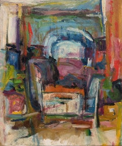 "Sedia bianca" di Diana Kurz, arte astratta ed espressionista femminile, Scuola di New York, metà del secolo