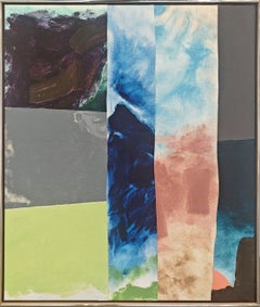 « Sans titre » Friedel Dzubas, Color Field, abstrait, bleu clair, vert, rose