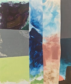 « Sans titre » Friedel Dzubas, Color Field, abstrait, bleu clair, vert, rose
