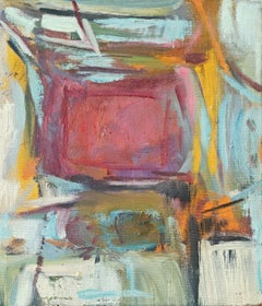 „Ohne Titel“ Diana Kurz, abstrakter Expressionismus, gestisch, rot, hellblau, gelb