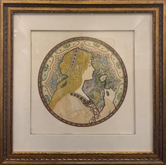 "Rêverie" Jane Atché, Art Nouveau, French, Allegorical, Organic Forms, Profile