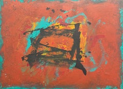 "Roman Walls #21" Cleve Gray, Vibrant Red, Abstract Expressionist, Gestural