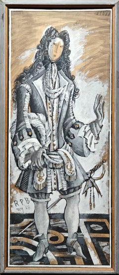 "Baroque Figure" Raoul Pene Du Bois, Black and White, Interior, Clothing