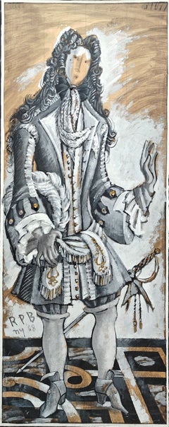 "Baroque Figure" Raoul Pene Du Bois, Black and White, Interior, Clothing